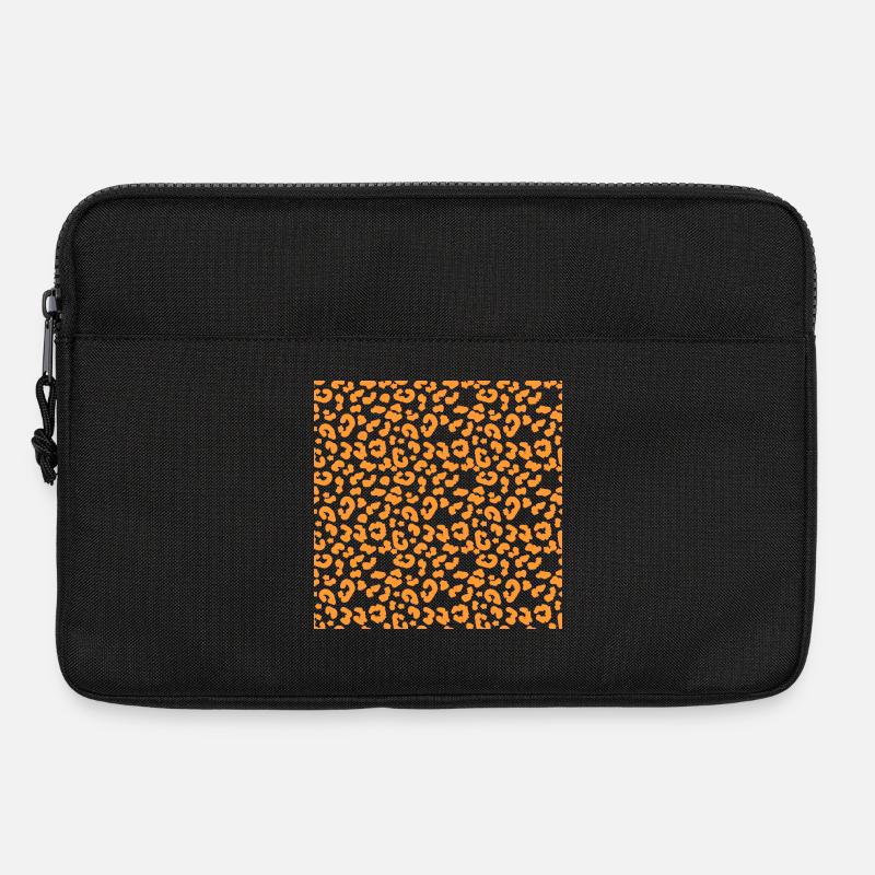 Leopard Muster Muster in Orange auf Schwarz - Laptoptasche 13" - Schwarz