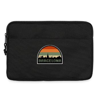 Barcelone Espagne Skyline Silhouette Drapeau Espagnol - Sacoche pour ordinateur portable 13 pouces - noir - Devant