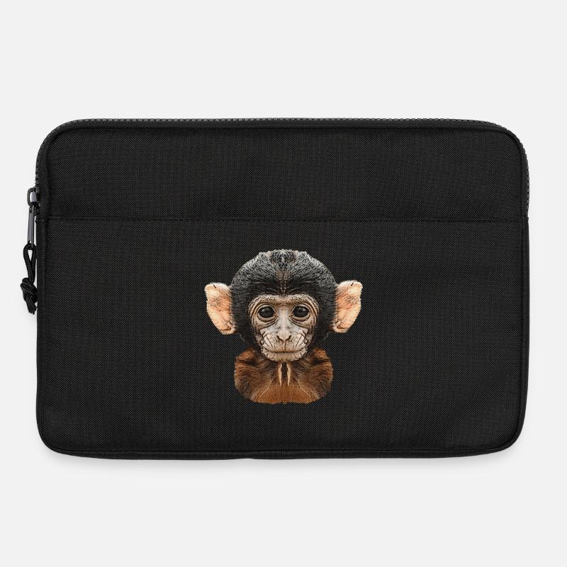 best wildlife designs, baby monkey canvas pattern - Laptop bag 13" - black