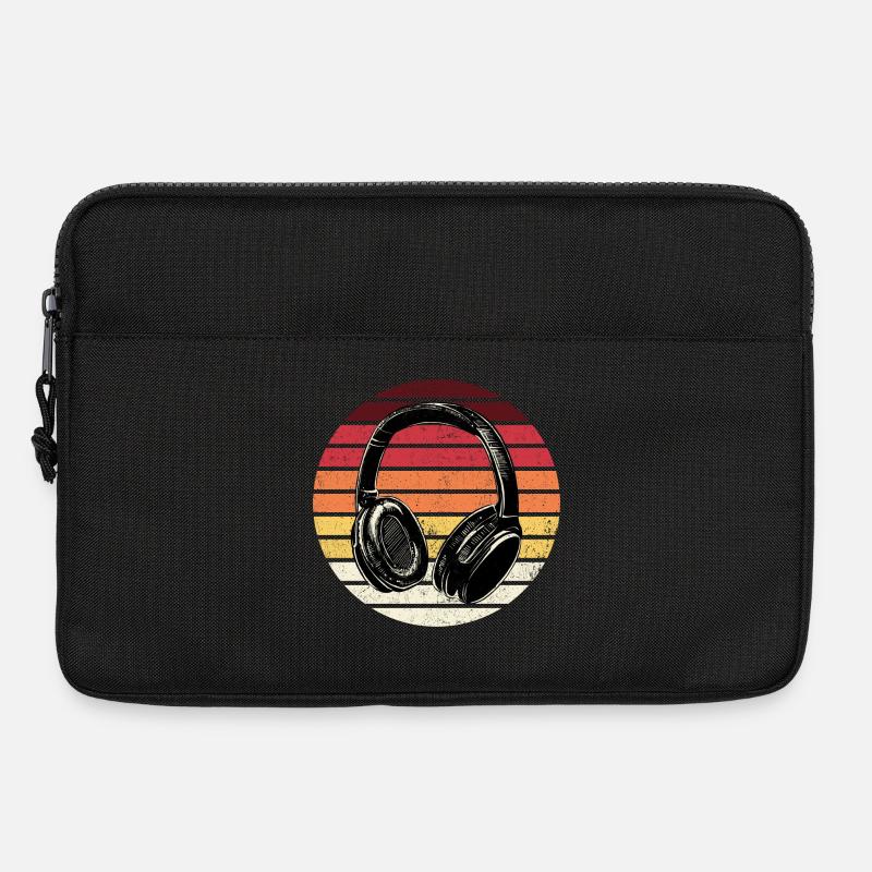 Retro Sunset Kopfhörer - Laptoptasche 13" - Schwarz