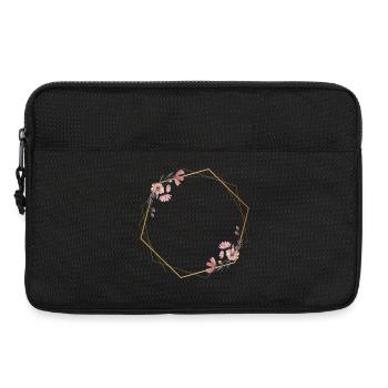 Geometric elegance with pink flowers - Laptop bag 13" - black - Front