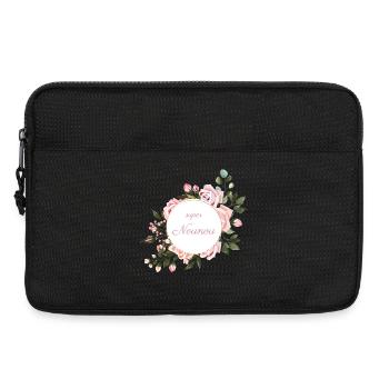 super nounou bouquet fleurs roses cadeau fin année - Sacoche pour ordinateur portable 13 pouces - noir - Devant