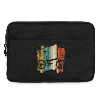 Silhouette de vélo rétro sur bandes de couleur - Sacoche pour ordinateur portable 13 pouces - noir - Devant