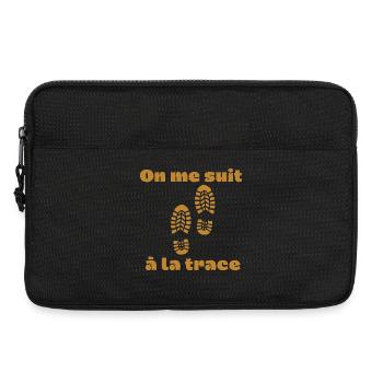 on me suit a la trace humour randonnée empreinte - Sacoche pour ordinateur portable 13 pouces - noir - Devant
