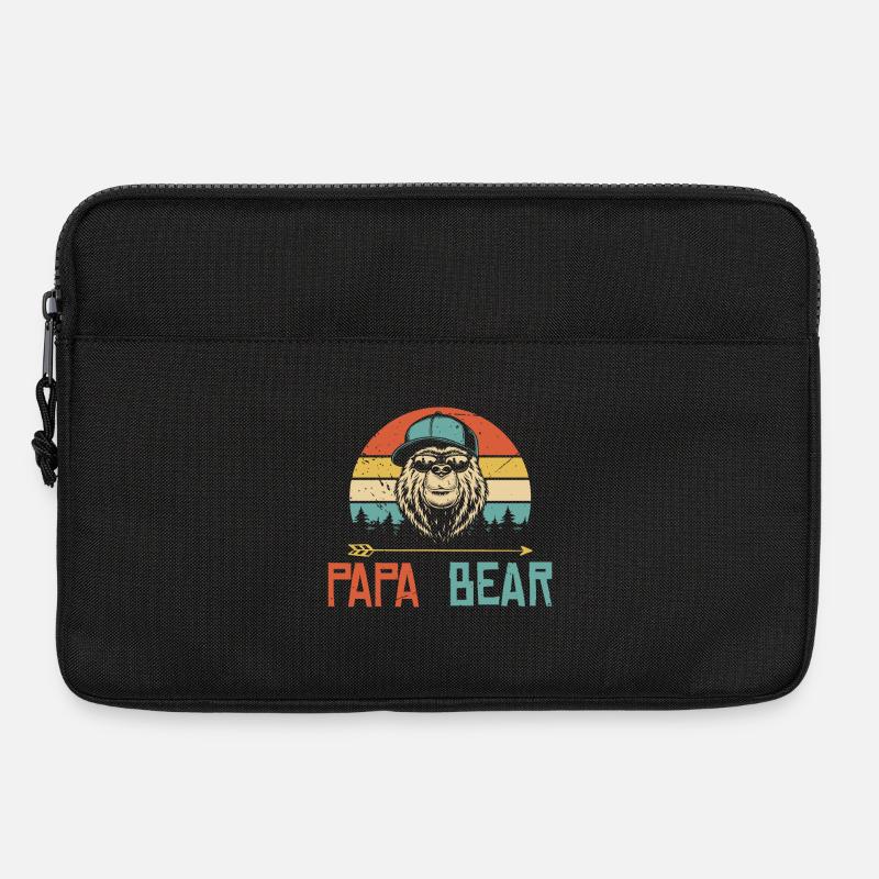 Papa Bär Vatertag Geschenk Retro Bär - Laptoptasche 13" - Schwarz
