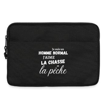 Homme cadeau humour chasse peche pecheur - Sacoche pour ordinateur portable 13 pouces - noir - Devant