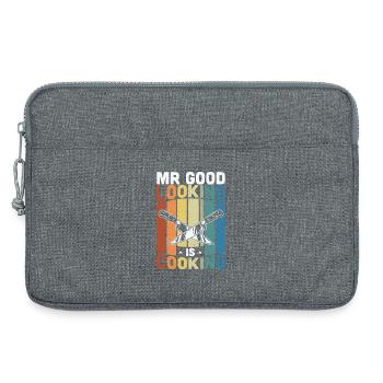 Cooking Quote Mr Good Looking Is Cooking - Laptop bag 13" - heather grey - Front