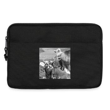 Zwei schmusende Kühe in schwarzweiß - Laptoptasche 13" - Schwarz - Vorne