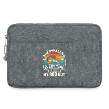 Fishing Quote Fishing She Swallows Every Time - Laptop bag 13" - heather grey - Front
