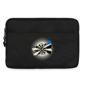 strahlende Dartscheibe mit blauen Dartpfeil - Laptoptasche 13" - Schwarz - Vorne