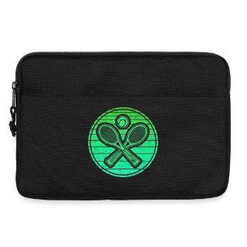 Gekreuzte Tennisschläger & Tennisball - Retro Grün - Laptoptasche 13" - Schwarz - Vorne