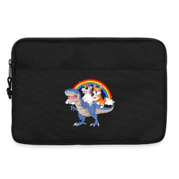 corgi et licorne chevauchant le dinosaure - Sacoche pour ordinateur portable 13 pouces - noir - Devant