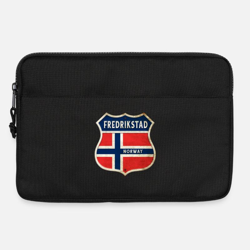 Fredrikstad Norwegen Wappen Flaggen Design - Laptoptasche 13" - Schwarz