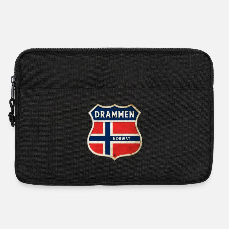 Drammen Norwegen Wappen Flaggen Design - Laptoptasche 13" - Schwarz