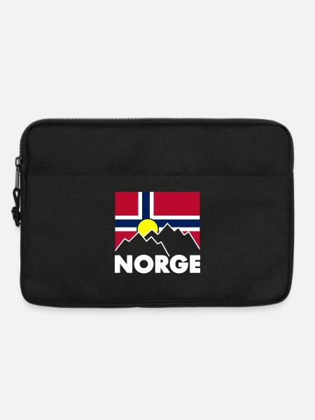 Norwegen Fahne mit Bergen - Laptoptasche 13" - Schwarz
