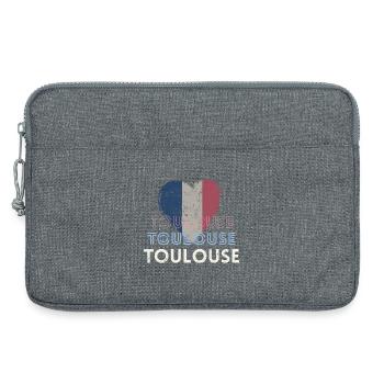 Badge retro, Toulouse France est ma ville natale - Sacoche pour ordinateur portable 13 pouces - gris chiné - Devant