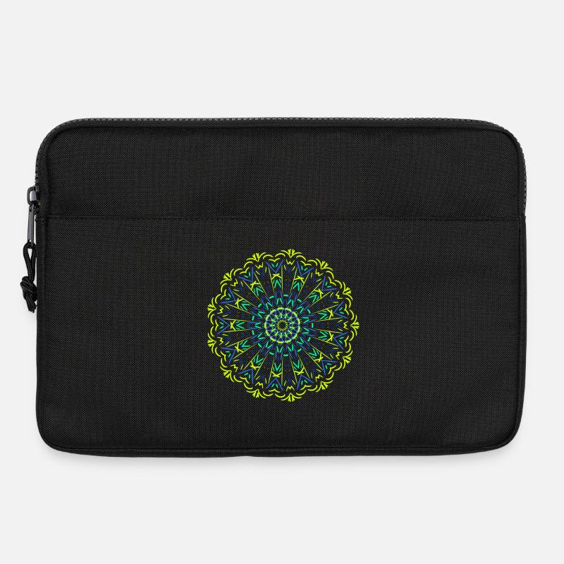 Leuchtendes Mandala Neon Design - Laptoptasche 13" - Schwarz