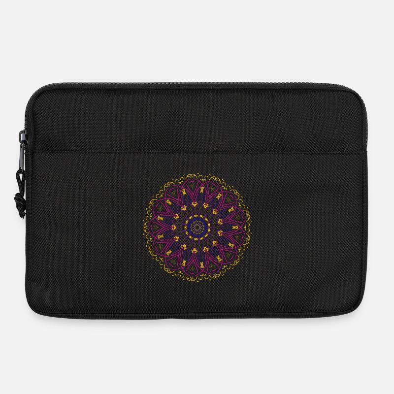 Leuchtendes Mandala in Neonfarben - Laptoptasche 13" - Schwarz