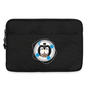niedlicher Pinguin als Kapitän im Marine Look - Laptoptasche 13" - Schwarz - Vorne