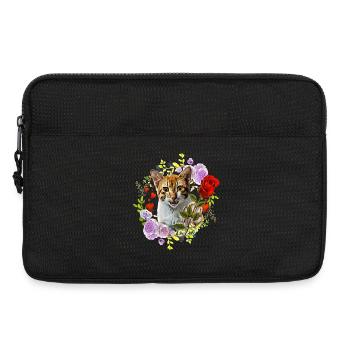 Cat laughing with rose for love - Laptop bag 13" - black - Front
