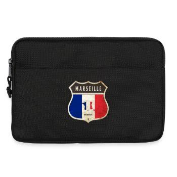 Marseille France Armoiries Drapeaux Design - Sacoche pour ordinateur portable 13 pouces - noir - Devant