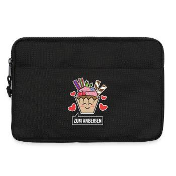 Süßigkeiten Cupcake Schokolade Nachspeise Herz - Laptoptasche 13" - Schwarz - Vorne
