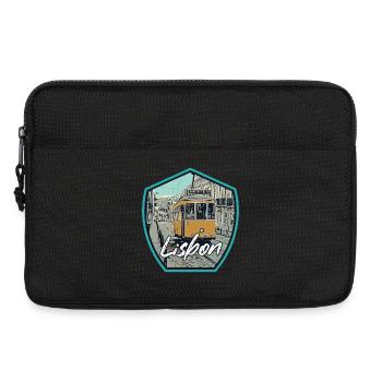 Lisbon, beautiful city of Portugal with tram - Laptop bag 13" - black - Front