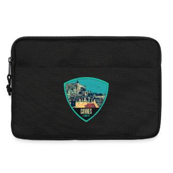 Original retro illustration La Croisette in Cannes - Laptop bag 13" - black - Front