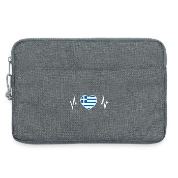 Griechenland Herzschlag EKG Griechische Flagge - Laptoptasche 13" - Grau meliert - Vorne