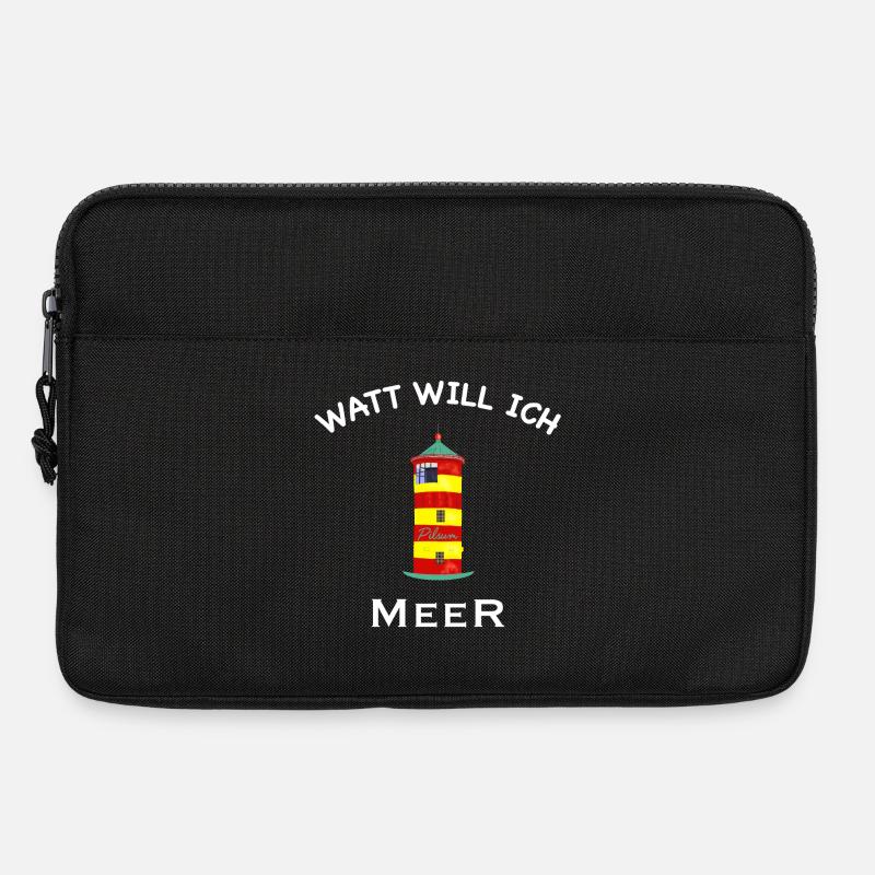 Watt will ich Meer, Pilsumer Leuchtturm, Nordsee - Laptoptasche 13" - Schwarz