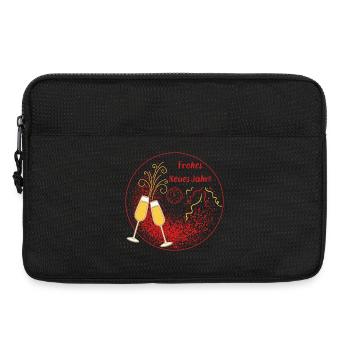 Frohes Neues Jahr Sektgläser Uhr rot gold Ornament - Laptoptasche 13" - Schwarz - Vorne