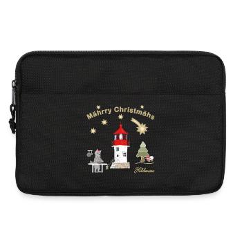 Weihnachtlicher Leuchtturm Gellen auf Hiddensee - Laptoptasche 13" - Schwarz - Vorne