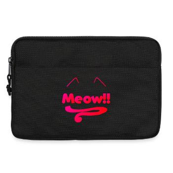 Typographie „Meow“, tail, Ohren, geschenkidee Frau - Laptoptasche 13" - Schwarz - Vorne