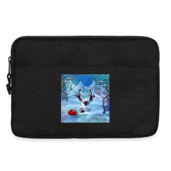 De mignons petits rennes dans un paysage hivernal - Sacoche pour ordinateur portable 13 pouces - noir - Devant