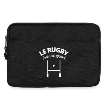 rugby, rugby sport, rugby humour - Sacoche pour ordinateur portable 13 pouces - noir - Devant