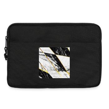 Marbre Noir Blanc Or Mosaïque Géométrique - Sacoche pour ordinateur portable 13 pouces - noir - Devant