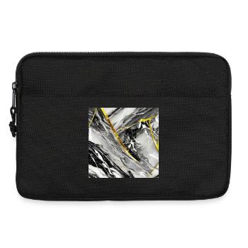 Marmor Schwarz Gold Naturstein - Laptoptasche 13" - Schwarz - Vorne