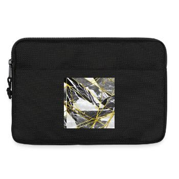Marble Black Gold Geometric texture - Laptop bag 13" - black - Front