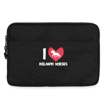 Ich Liebe Pferde Islandpferde Statement Herz - Laptoptasche 13" - Schwarz - Vorne