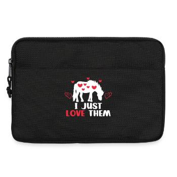 Islandpferde Herz Statement Pferdeliebe Pferdefan - Laptoptasche 13" - Schwarz - Vorne