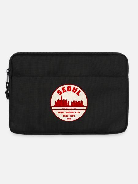 Seoul Skyline Vintage Emblem - Laptoptasche 13" - Schwarz