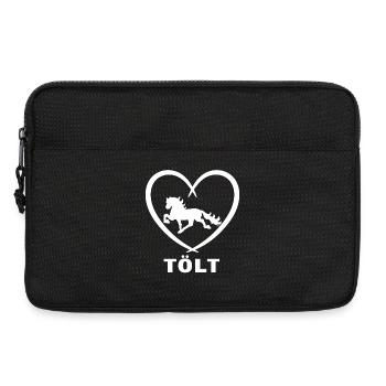 Islandpferde Spruch Herz Tölt Galopp Pferdeliebe - Laptoptasche 13" - Schwarz - Vorne