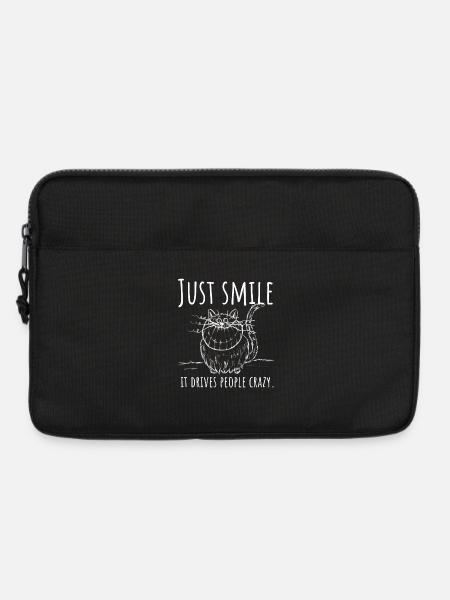 just smile, it drives people crazy! Grinsekatze w - Laptoptasche 13" - Schwarz