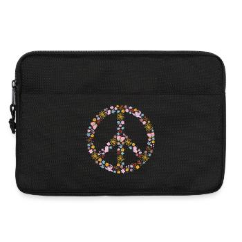 Motif floral du signe de paix - Sacoche pour ordinateur portable 13 pouces - noir - Devant