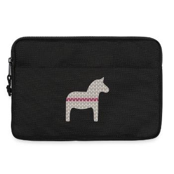 Dalapferd Strickmuster Weihnachten rot grau skandi - Laptoptasche 13" - Schwarz - Vorne