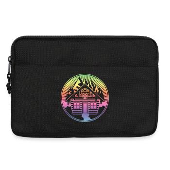kleine verschneite Hütte in den Bergen im Winter - Laptoptasche 13" - Schwarz - Vorne