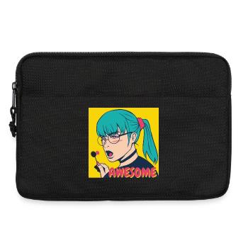 Héroïne pop art aux cheveux turquoise - Sacoche pour ordinateur portable 13 pouces - noir - Devant