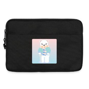 Cute polar bear WINTER CLOTHING - Laptop bag 13" - black - Front