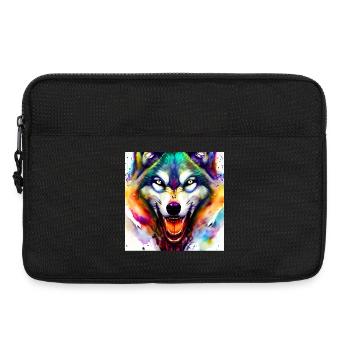 Wolfskopf Bunt Aquarell - Laptoptasche 13" - Schwarz - Vorne