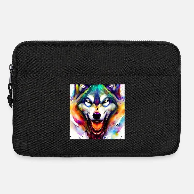 Wolfskopf Bunt Aquarell - Laptoptasche 13" - Schwarz